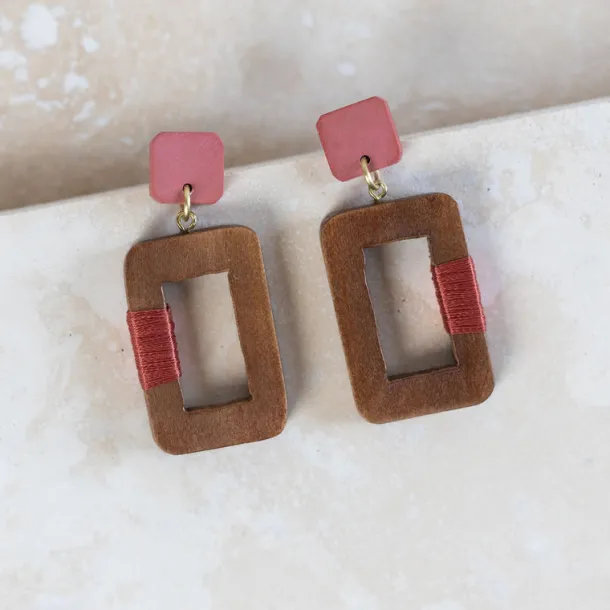 Aayat Silk & Wood Drop Earrings
