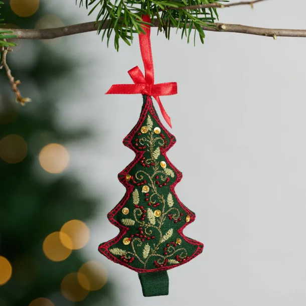 Adorned Christmas Tree Embroidered Ornament