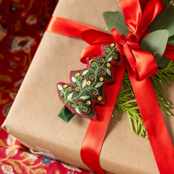Adorned Christmas Tree Embroidered Ornament