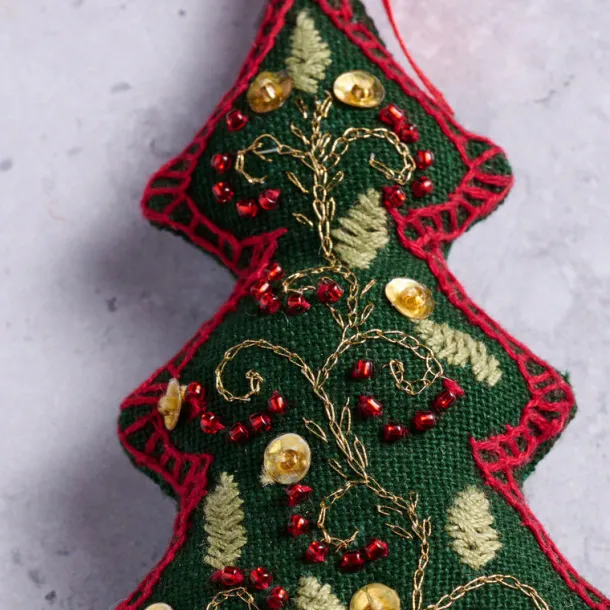 Adorned Christmas Tree Embroidered Ornament