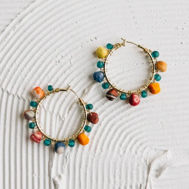 Akku Sari Bead Hoop Earrings