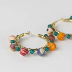 Akku Sari Bead Hoop Earrings