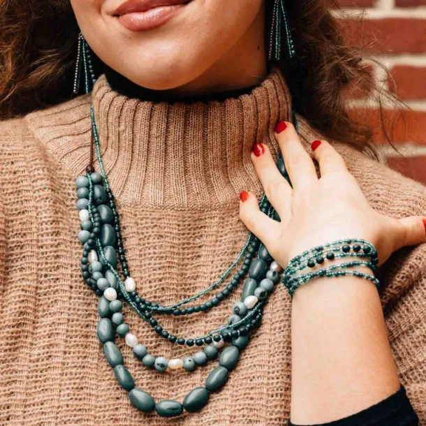 Alba Five Strand Seed & Pearl Necklace