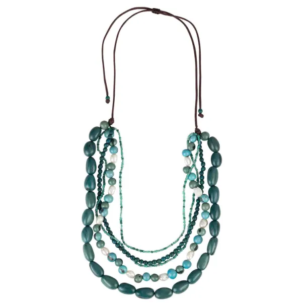 Alba Five Strand Seed & Pearl Necklace