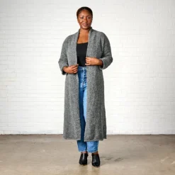 Alpaca Wool Duster Cardigan - Gray