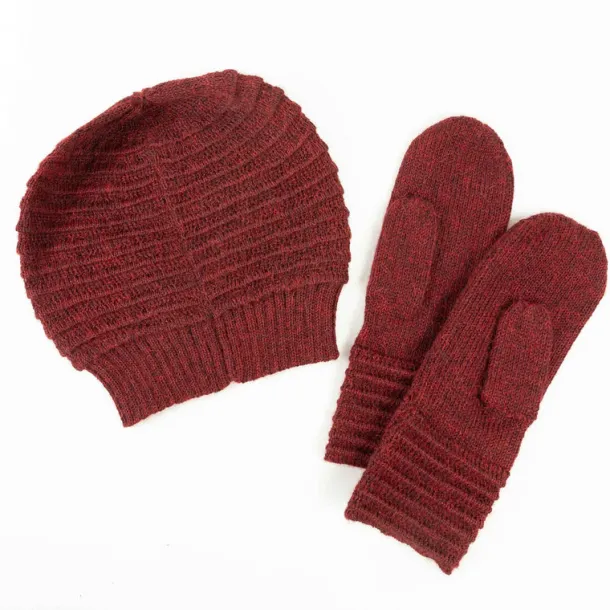 Alpaca Wool Mittens - Cherry