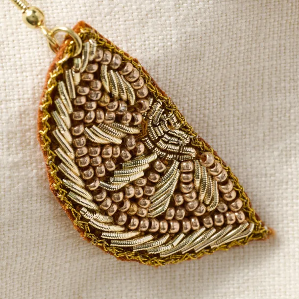 Anjali Beaded Orange Slice Drop Earrings