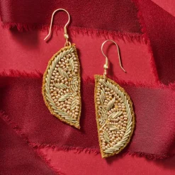 Anjali Beaded Orange Slice Drop Earrings