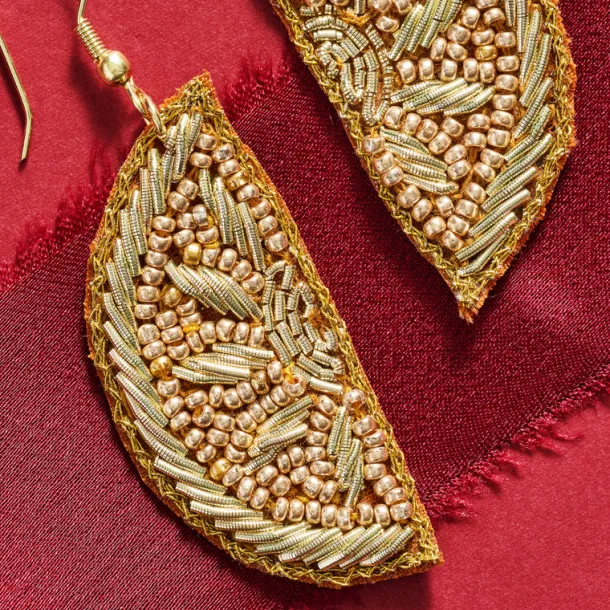 Anjali Beaded Orange Slice Drop Earrings