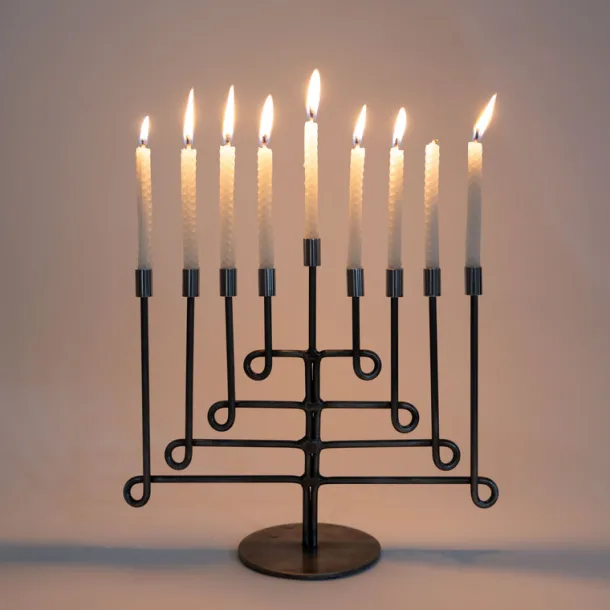 Antiqued Twisted Iron Menorah