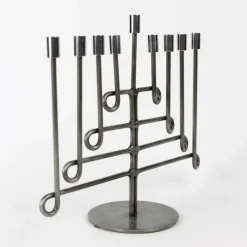 Antiqued Twisted Iron Menorah