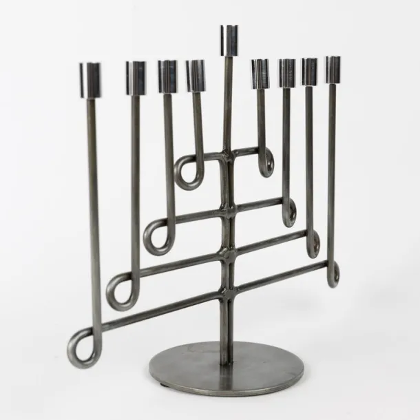 Antiqued Twisted Iron Menorah
