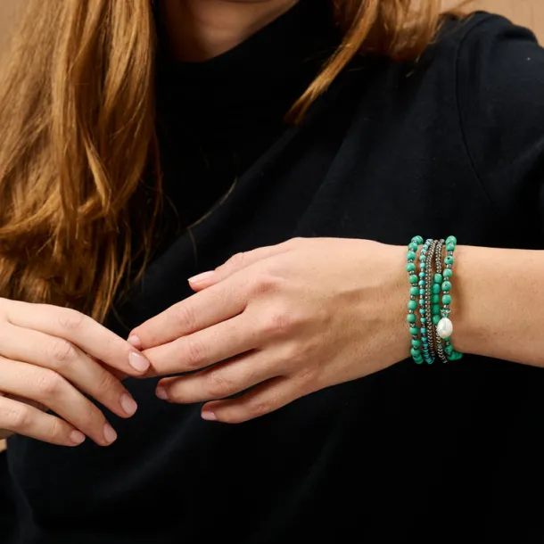 Aqua Pearl Seeds Bracelet - Set of 5