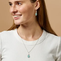 Aqua Pearl Silver Drop Earrings