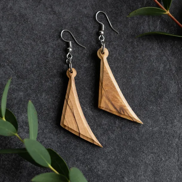 Ashriea Olive Wood Drop Earrings