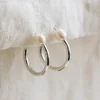 Ati Pearl Silver Hoop Earrings
