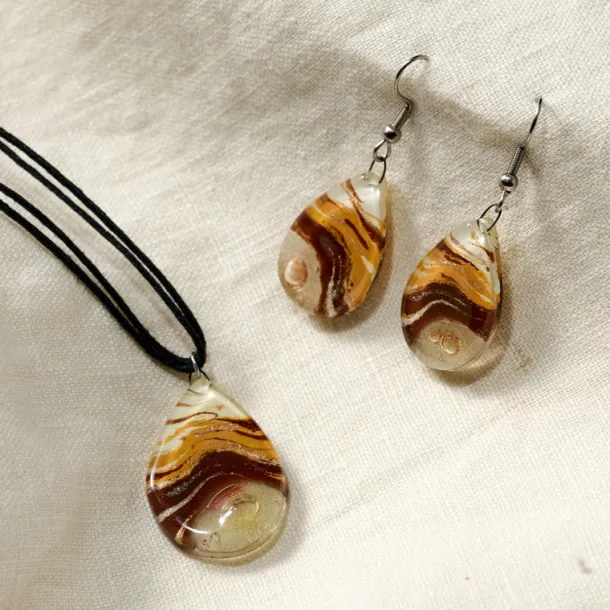 Aylen Fused Glass Teardrop Pendant Necklace