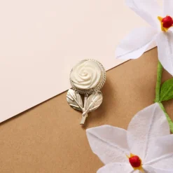Bagaica Rose Carved Bone Pin