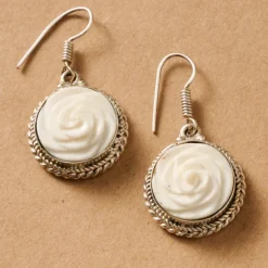 Bagaica Rose Carved Bone Earrings