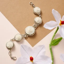 Bagaica Rose Carved Bone Bracelet