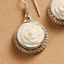 Bagaica Rose Carved Bone Earrings
