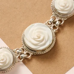 Bagaica Rose Carved Bone Bracelet