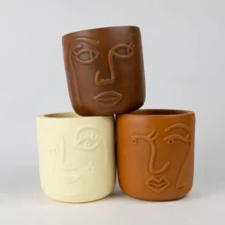Big Brown Eyes Terracotta Face Planter