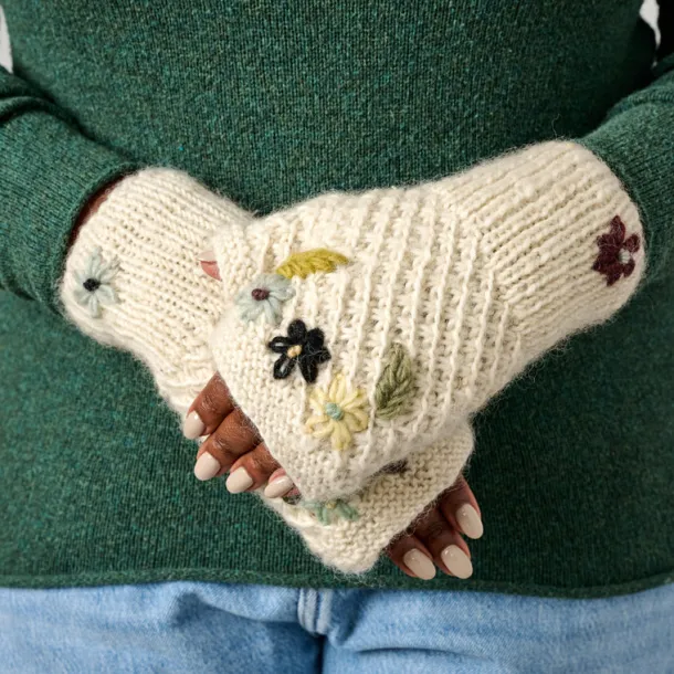 Blissful Flowers Embroidered Wrist Warmers