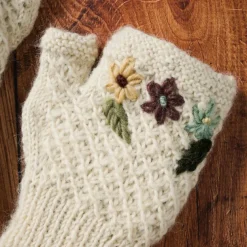 Blissful Flowers Embroidered Wrist Warmers