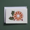 Block Print Orange Slice Card