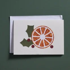 Block Print Orange Slice Card