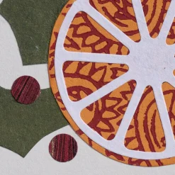 Block Print Orange Slice Card