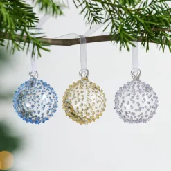 Blown Glass Ball Ornament - Set of 3