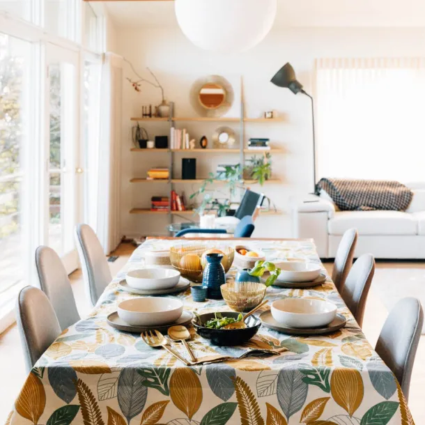 Blue Autumn Round Tablecloth