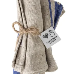 Blue Tan Wide Stripe Dish Cloth - Set of Three