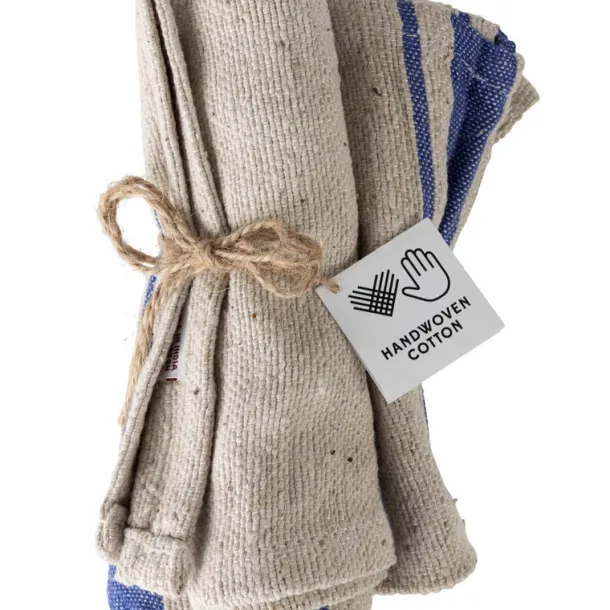 Blue Tan Wide Stripe Dish Cloth - Set of Three