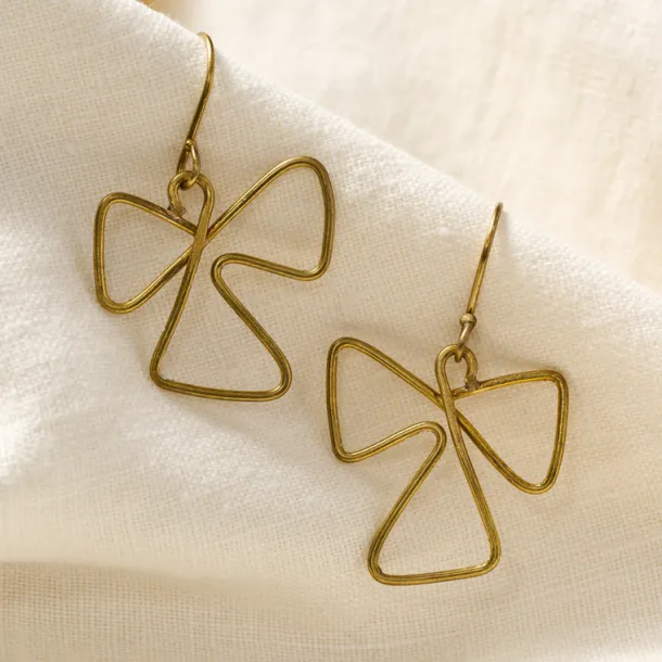 Brass Abstract Drop Earrings