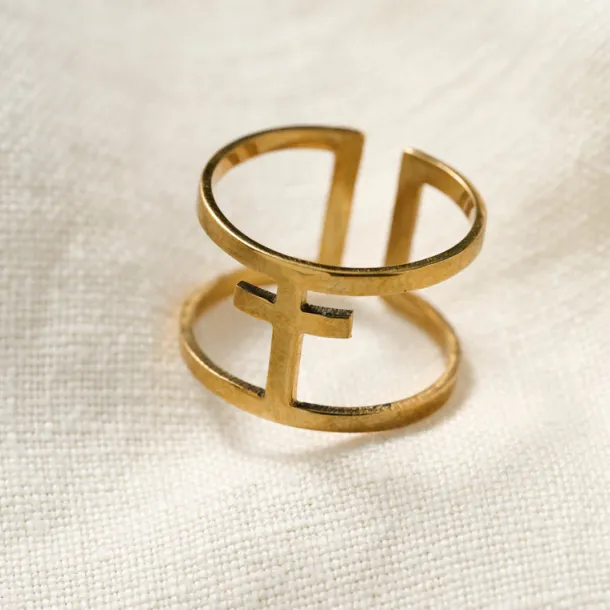 Brass Bombshell Cross Ring