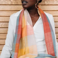 Bright Plaid Wool Scarf