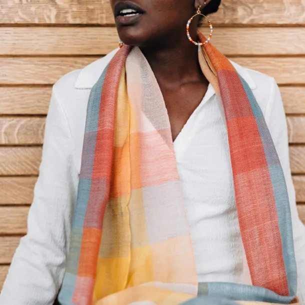 Bright Plaid Wool Scarf