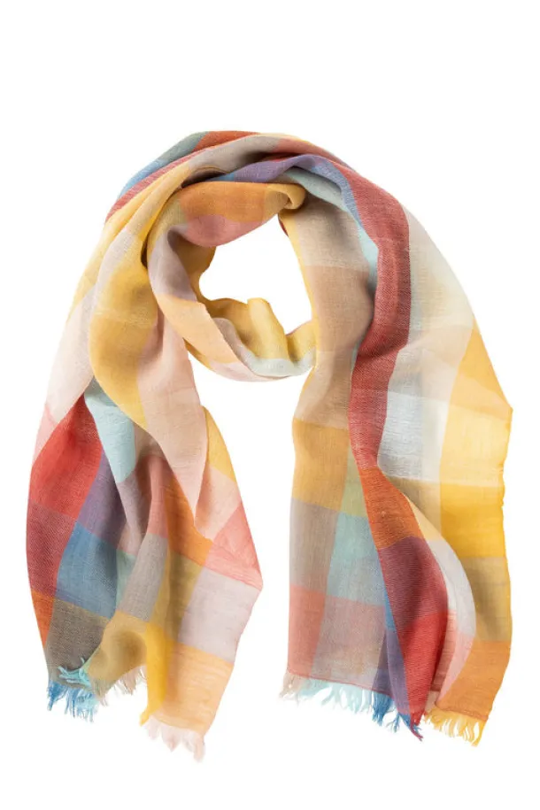 Bright Plaid Wool Scarf