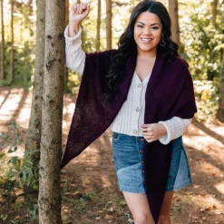 Burgundy Alpaca Triangle Shawl