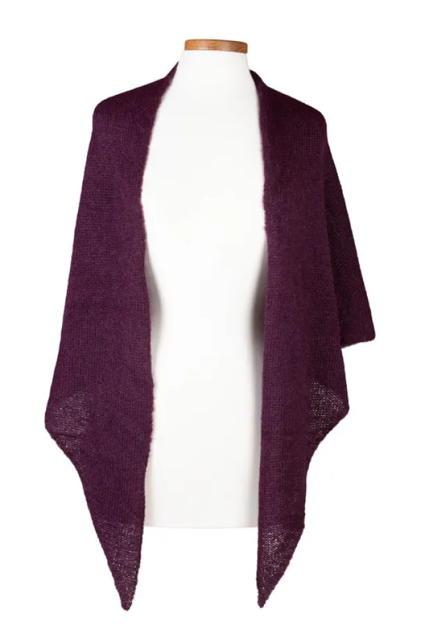 Burgundy Alpaca Triangle Shawl