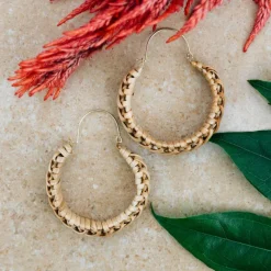 Cane Wrapped Hoop Earrings