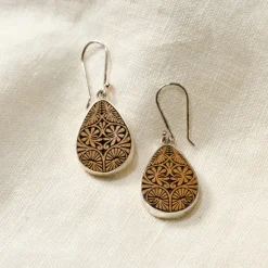 Carved Gourd Teardrop Earrings