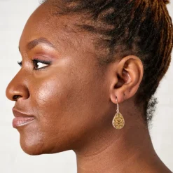 Carved Gourd Teardrop Earrings