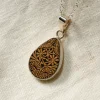 Carved Gourd Teardrop Pendant Necklace