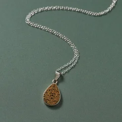Carved Gourd Teardrop Pendant Necklace