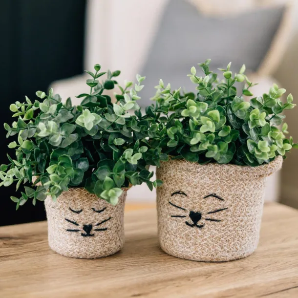 Cat Face Jute Basket