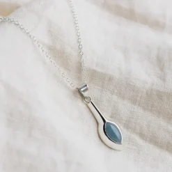 Celestial Silver Marquise Pendant Necklace